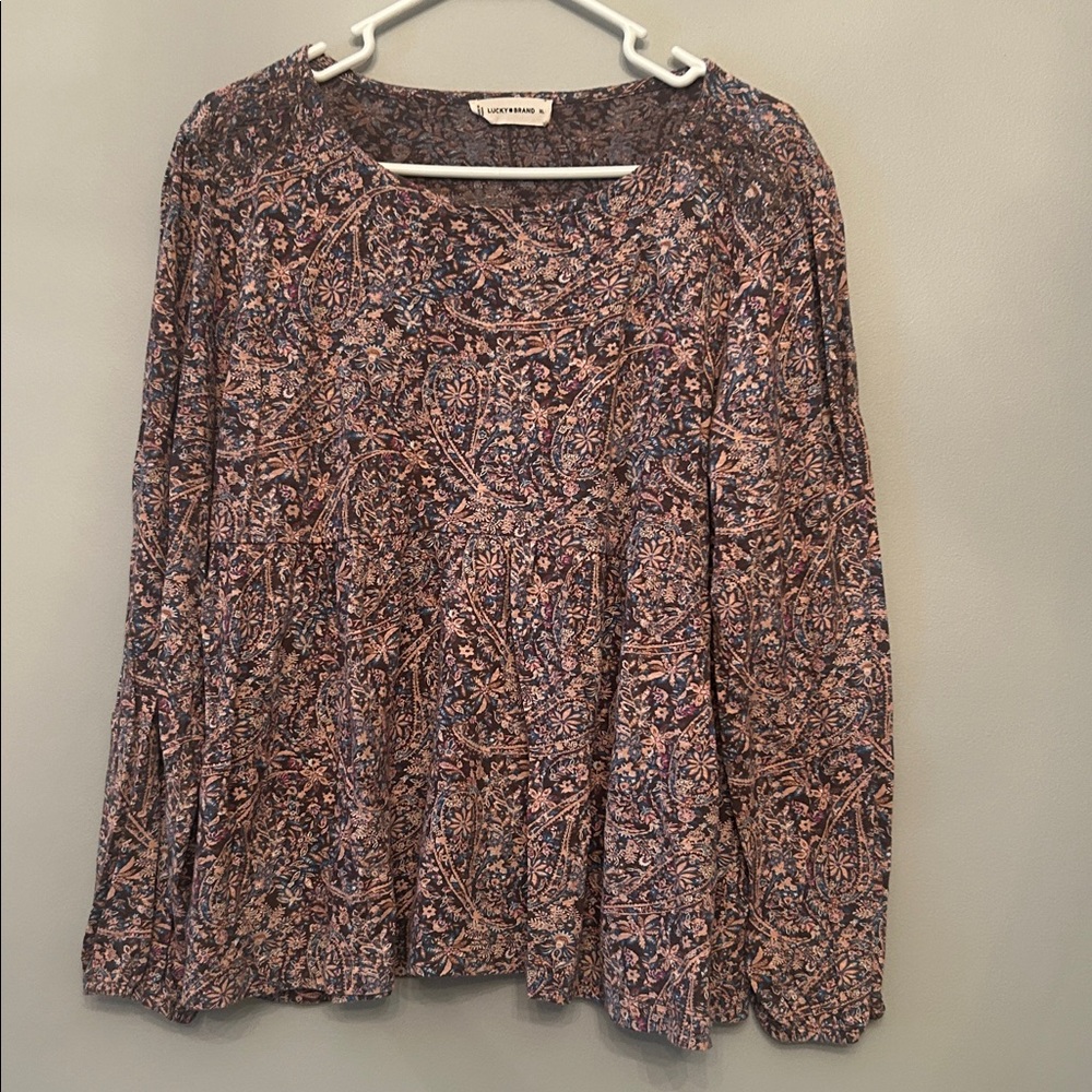 Lucky Brand Women Floral/Paisley Long Sleeve Top, Size XL